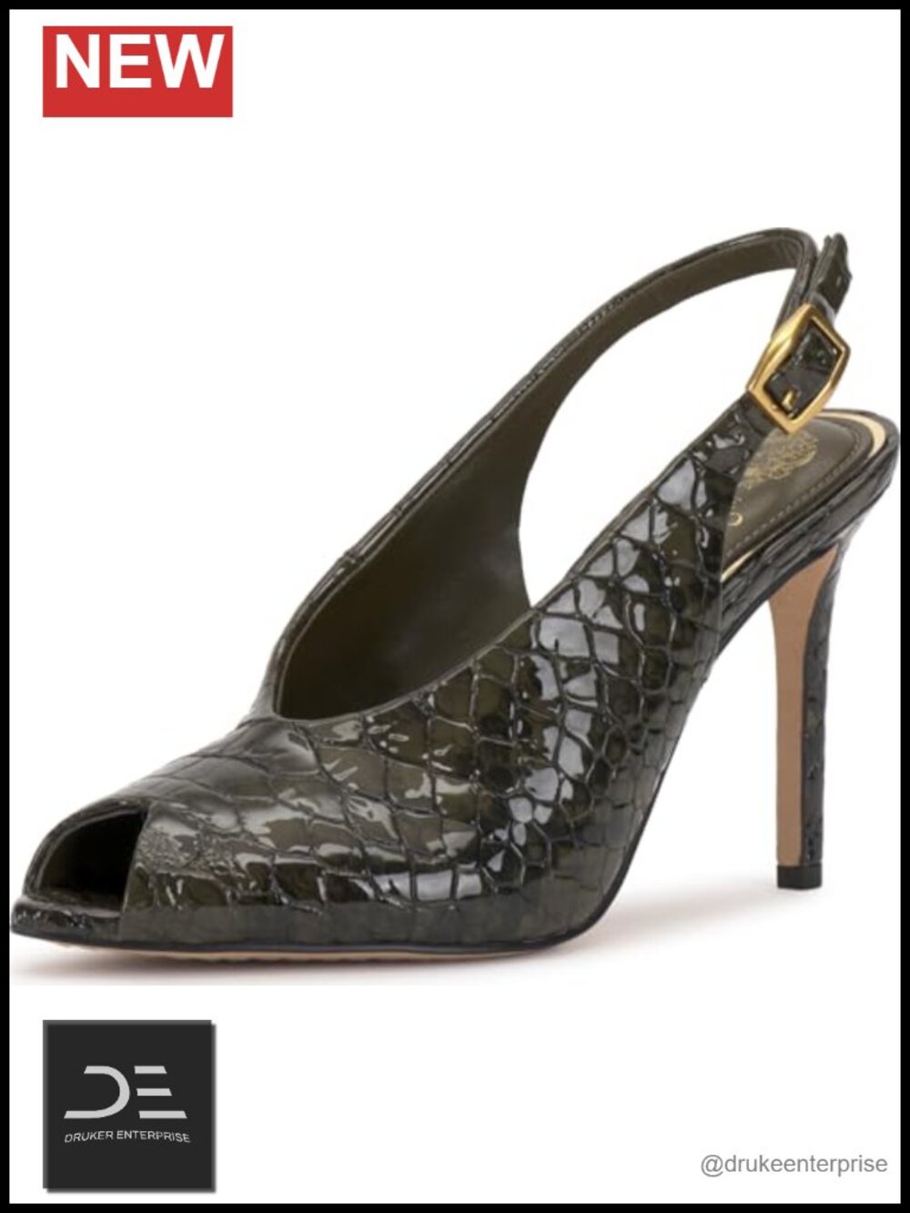 Leather Peep Toe Slingback Pumps Stiletto Heels